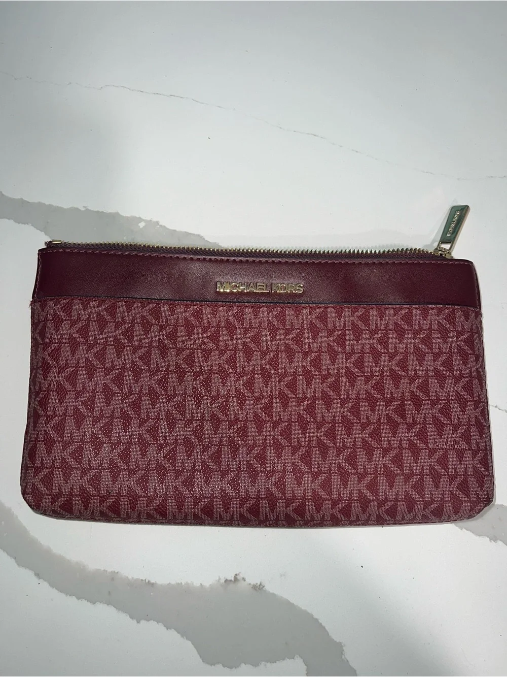 Michael Kors Maroon Structured Tote with Matching Pouches - Picture 6 of 12
